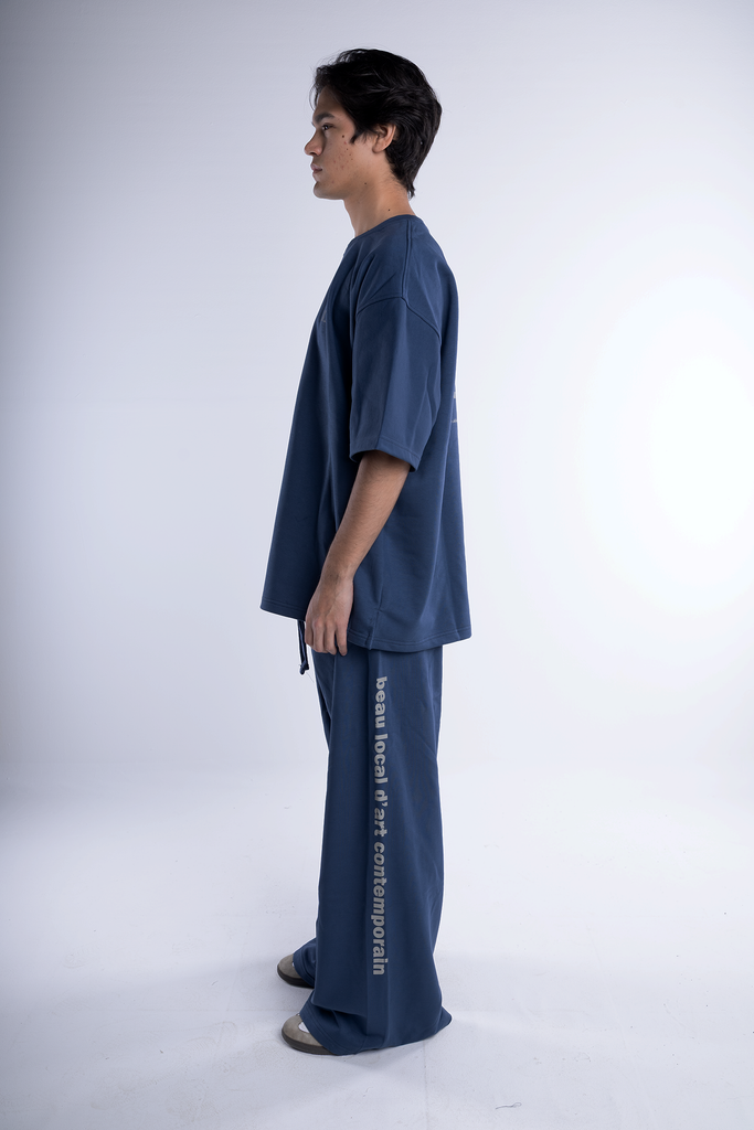 Side Statement II Wide Leg Sweatpants - Navy Blue